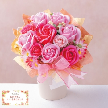 【母の日】ソープフラワー「ピンクローズ」