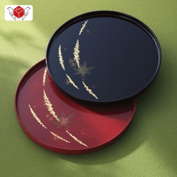 輪島塗　金箔春秋　丸盆　２３０２９