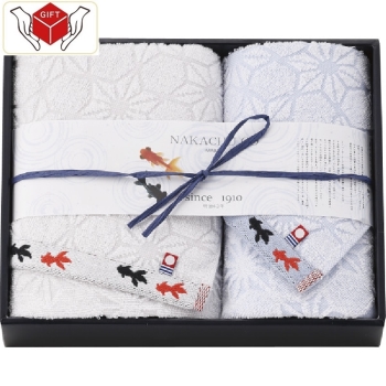 今治産金魚タオル　フェイス・ウォッシュタオルセット　ホワイト