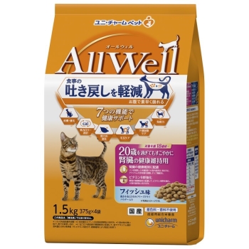 ユニ・チャーム　ＡｌｌＷｅｌｌ２０歳腎臓の健康維持用フィッシュ味フリーズドライ１．５ｋｇ