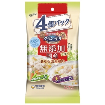 グラン・デリ　無添加仕立て　国産パウチ　成犬用　緑黄色野菜入り×さつまいも入り　７０ｇ×４個