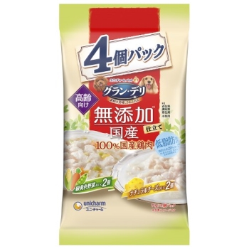 グラン・デリ　無添加仕立て国産パウチ高齢犬用緑黄色野菜入り×チーズ入り　７０ｇ×４個