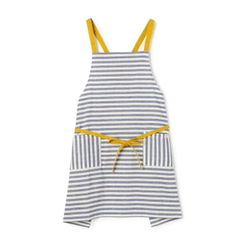 インド綿前結びエプロン　ボーダー柄