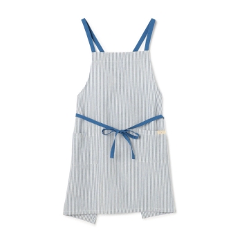 インド綿シンプル結びエプロン　ストライプ柄