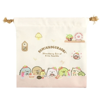 ティーズファクトリー　すみっコぐらしフラット巾着　喫茶すみっコでいちごフェア