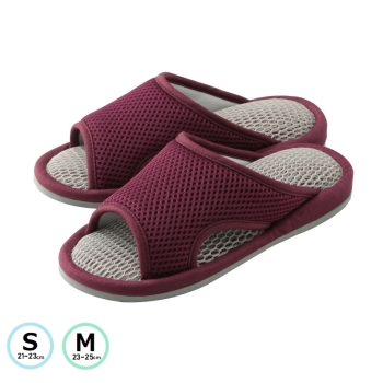 洗えるルームシューズ　メッシュ　無地　レッド