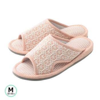 洗えるルームシューズ　メッシュ　レース　Ｍサイズ　ピンク