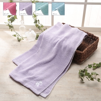 乾きやすい　いつものバスタオル　刺繍花