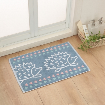 タオルバスマット　ハリネズミ　ブルー