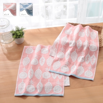 いつものフェイスタオル　２枚組　リーフフラワー