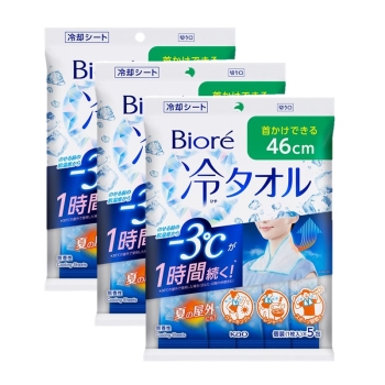ビオレ　冷タオル　無香性　３コパック（５本入×３個）