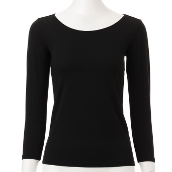 【ブラックのみ】ボディヒーター　婦人　ムレにくく暖かい　８分袖シャツ／セブンプレミアム