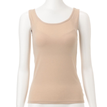 【ベージュ・ブラック】ボディヒーター　婦人　ムレにくく暖かいカップ付タンクトップ／セブンプレミアム