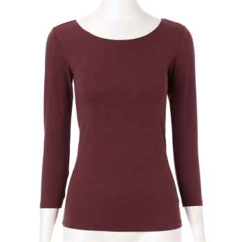 ボディヒーター　ムレにくく暖かい　婦人　カップ付８分袖シャツ／セブンプレミアムライフスタイル