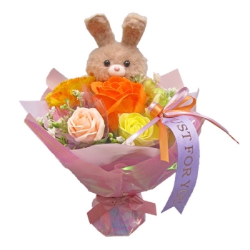 【在庫限り】アニマルスタンドブーケ　ウサギ（造花）