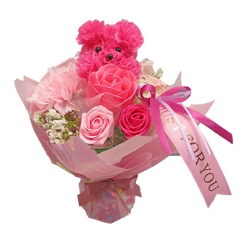 【在庫限り】アニマルスタンドブーケ　プードル（造花）