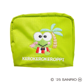 スモール・プラネット　ポイント刺繍ポーチ　けろけろけろっぴ　イエローグリーン