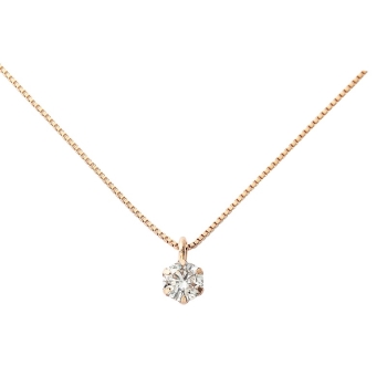 １８金ピンクＧダイヤネックレス　０．１ｃｔ
