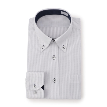 サスビズ　すごい楽チンドレスシャツ　紺ストライプボタンダウン（レギュラーシルエット）