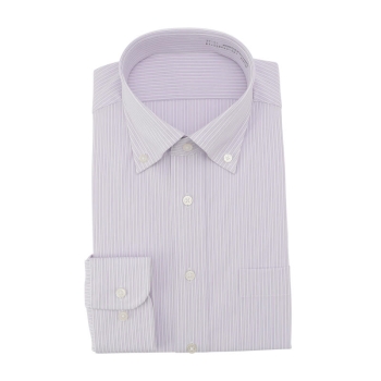 サスビズ　全方向ストレッチシャツ　紫ストライプボタンダウン（レギュラーシルエット）