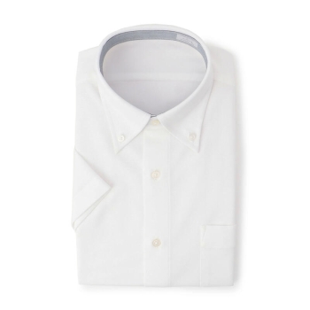 サスビズ　すごい楽チンドレスシャツ　半袖　白ボタンダウン（レギュラーシルエット）