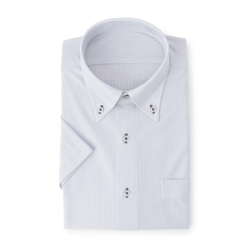 サスビズ　すごい楽チンドレスシャツ　半袖　紺ボタンダウン（レギュラーシルエット）