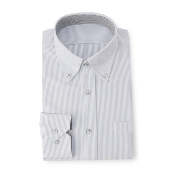 サスビズ　すごい楽チンドレスシャツ　青ストライプボタンダウン（レギュラーシルエット）