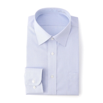 サスビズ　なめらかプレミアムシャツ　青チェックワイド（レギュラーシルエット）