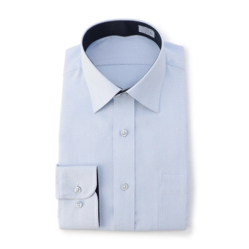 サスビズ　涼しい超形態安定シャツ　青ワイド（レギュラーシルエット）