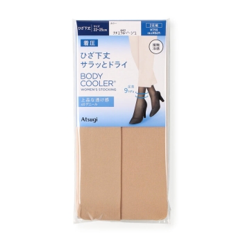 ボディクーラー　接触冷感　着圧ひざ下丈ショートストッキング　４０デニール　２足組