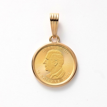 Ｋ２４コインネックレス　チャールズ国王・メイプル「２０２６年」　１／１０オンス