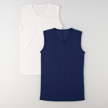 男児　サラッとＶ首ノースリーブ２枚組