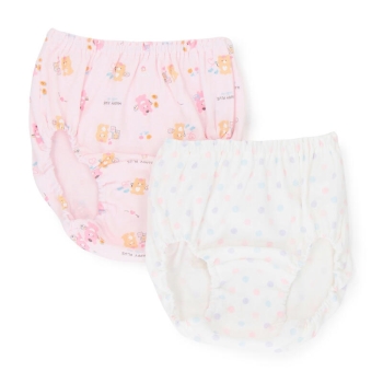 トドラー女児　ステーショナリー風アニマル柄ショーツ　２枚組