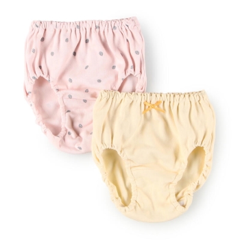 トドラー女児　いちご柄＆無地ベーシック２枚組ショーツ