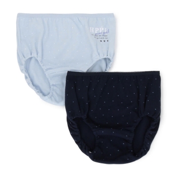 女児　ガーリーロゴワンポイント柄アウトゴムタイプショーツ　２枚組