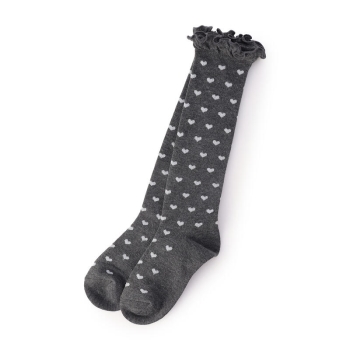 女児　トップフリルハート柄　ハイソックス