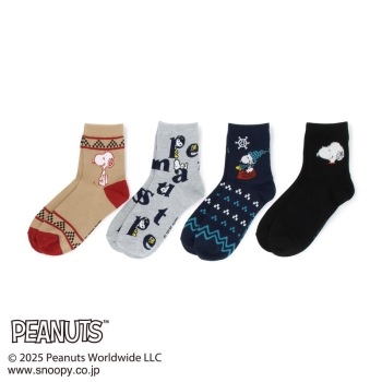 【ハッピーパック】スヌーピー　ハーフ丈ソックス　４足組