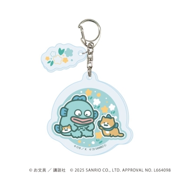 パーツ付きアクリルキーホルダー「お文具といっしょ×サンリオキャラクターズ」子猫さん×ハンギョドン