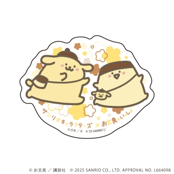 ダイカットスマホステッカー「お文具といっしょ×サンリオキャラクターズ」02/プリンさん×ポムポムプリン