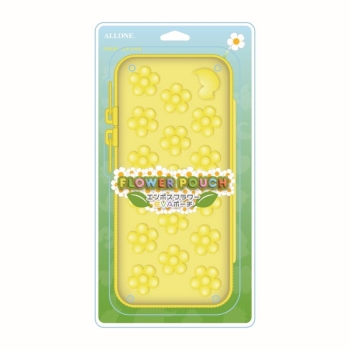 Ｓｗｉｔｃｈ用ＥＶＡポーチ　エンボスフラワーシリーズ　イエロー