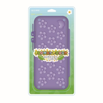 Ｓｗｉｔｃｈ用ＥＶＡポーチ　エンボスフラワーシリーズ　バイオレット