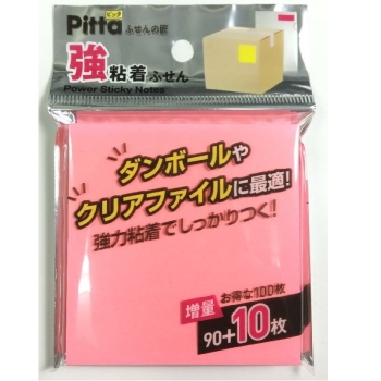 強粘着ふせん　７５×７５ｍｍ　ピンク