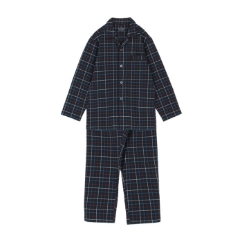 【ネイビーＳサイズのみ】紳士　ボディヒーター　肌綿キルト格子シャツパジャマ／セブンプレミアム