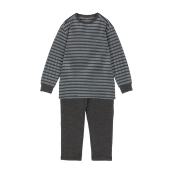 【ﾁｬｺｰﾙｸﾞﾚｰLLｻｲｽﾞのみ】紳士　ボディヒーター肌綿キルトボーダールームセット／セブンプレミアム