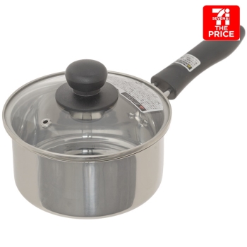 セブン・ザ・プライス　ガラス蓋付ステンレス片手鍋１４ｃｍ　ガス・ＩＨ用
