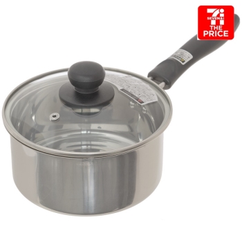 セブン・ザ・プライス　ガラス蓋付ステンレス片手鍋１６ｃｍ　ガス・ＩＨ用