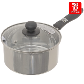 セブン・ザ・プライス　ガラス蓋付ステンレス片手鍋１８ｃｍ　ガス・ＩＨ用