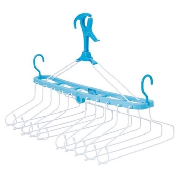 オーエ　ワイヤー１０連ハンガー　ブルー