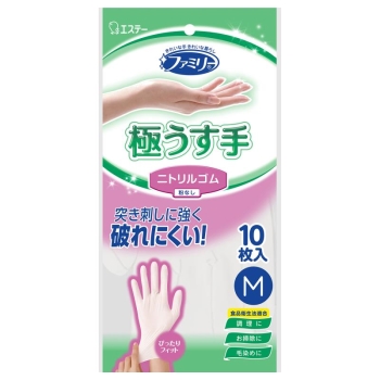 【在庫限り】ファミリー　ニトリルゴム極うす手Ｍホワイト　１０枚