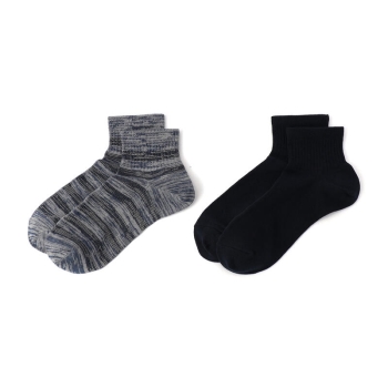 【24-26cmのみ】ボディクーラー　ボーダー柄ショート丈ソックス　２足組／セブンプレミアムライフスタイル